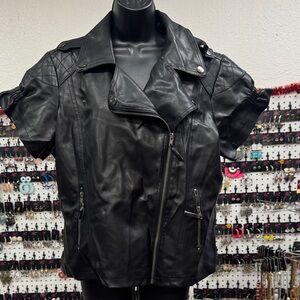 Dots Black Faux Leather Jacket